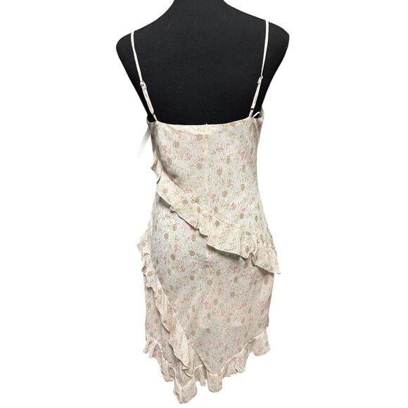 All In Favor Floral Asymmetric Ruffle Mini Dress S Peony Pink Ditsy Cottagecore - Picture 5 of 8